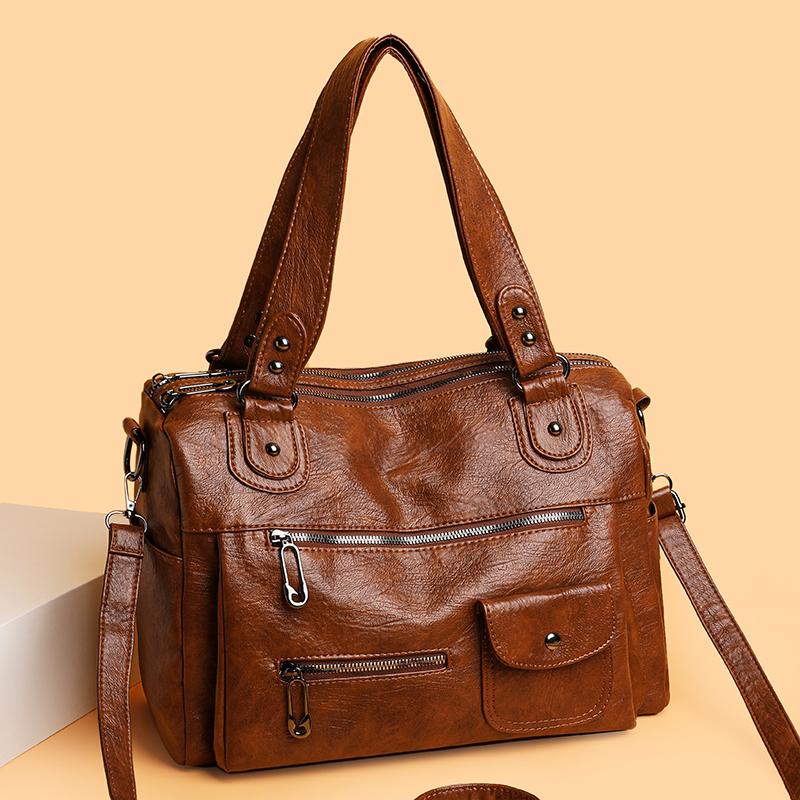 Fashion Vintage Faux Leather Handbag Women's Vintage Shoulder Crossbody Bag Multiple Pockets Work Shopping and Meeting Friends Ladies' Holiday Gifts