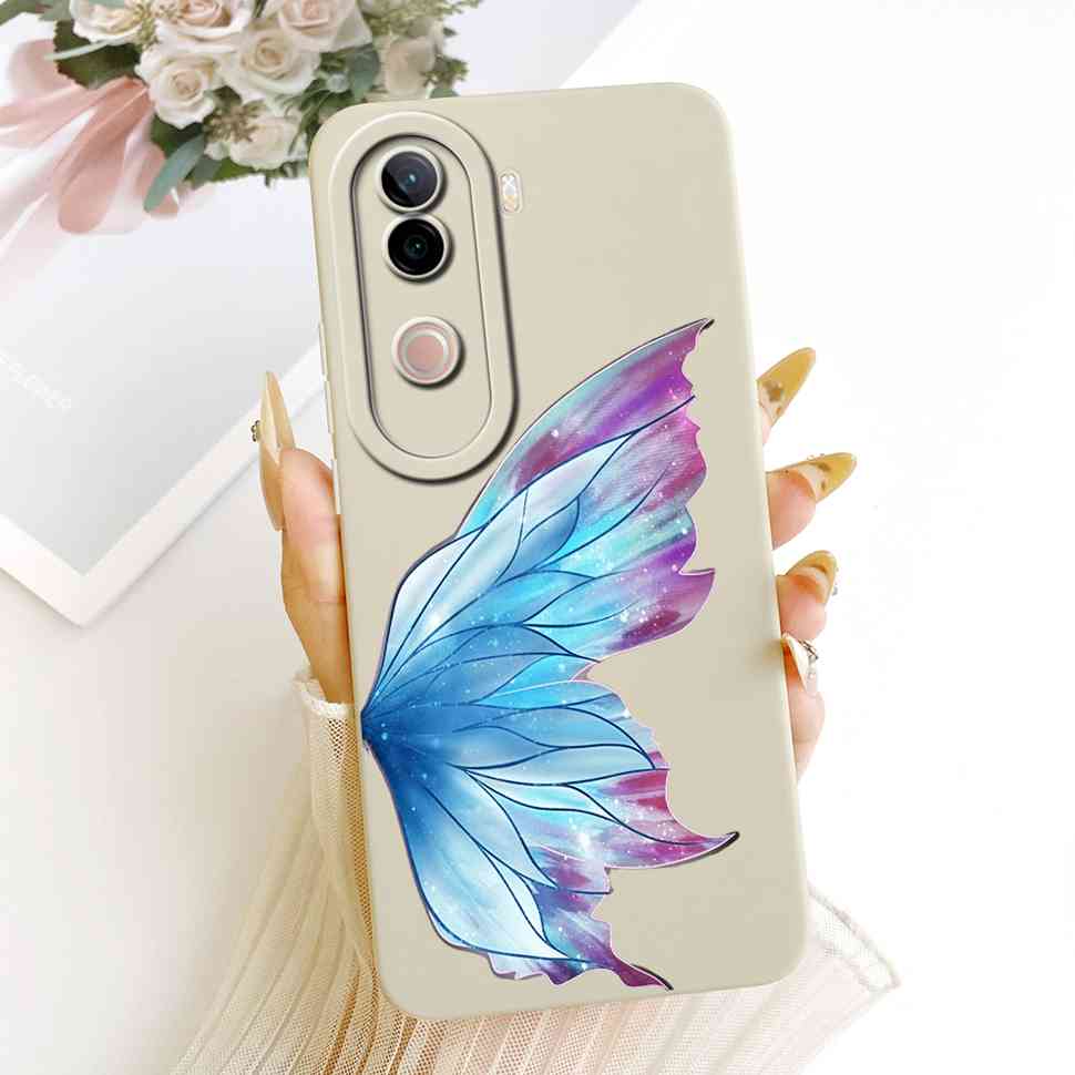 For vivo V40e 5G Case Cute Cat Cream Flower Silicone Back Cover For Vivo V 40e VIVO V40E 5G V2403 Phone Cases Bumper Fundas