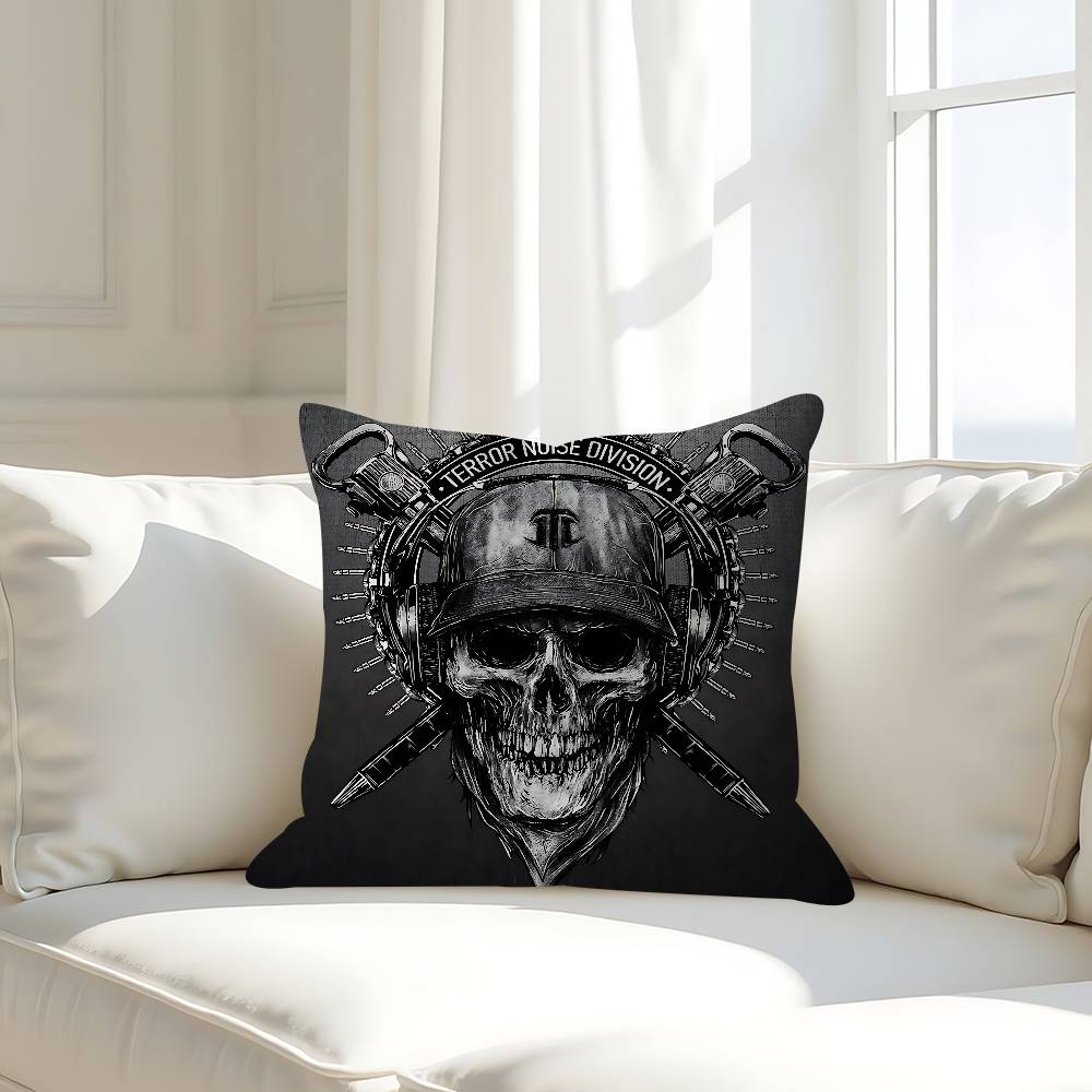 God With Us Skull Pillow Case Removable Washable Cushion Cover – All-Season Soft Linen