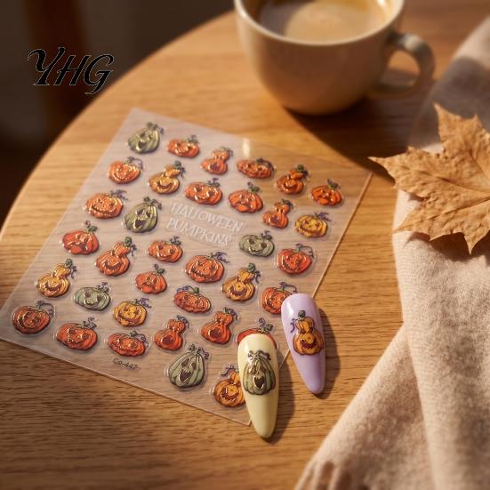 Nails Decorative Decals Halloween Nail Art Stickers, Black Cat Ghost Pumpkin Wreath Adhesive for Manicure Decoration, DIY Supplies Holiday Party