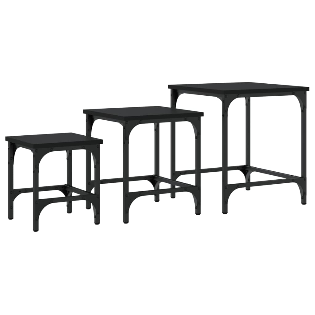  Coffee Tables, One Under the Other, 3 Pcs., Black