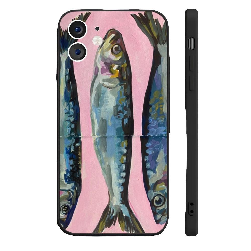 Lustige Sardinen Handyhülle Für iPhone 17 16 15 14 13 12 11 Pro Max Mini SE 7 8 Plus 17E Stoßfest Rutschfest Silikon Weiche Hülle