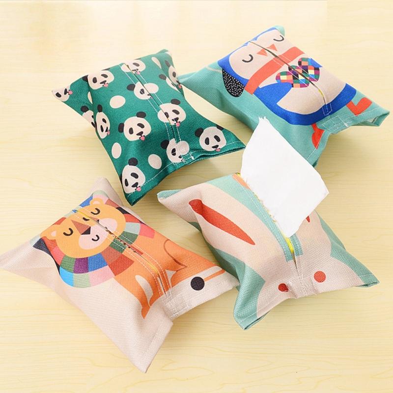 Cartoon Layer Cloth Tissue Box Napkin Cover Holder Home Decor Paper Towel Case