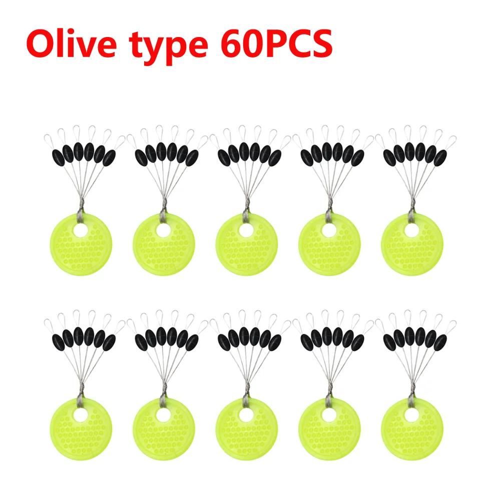 60pcs 10 Group Set Rubber Space Beans Resistance Stopper Line Vertical Beans Carp Fly Fishing Float Carp Fishing Bobber
