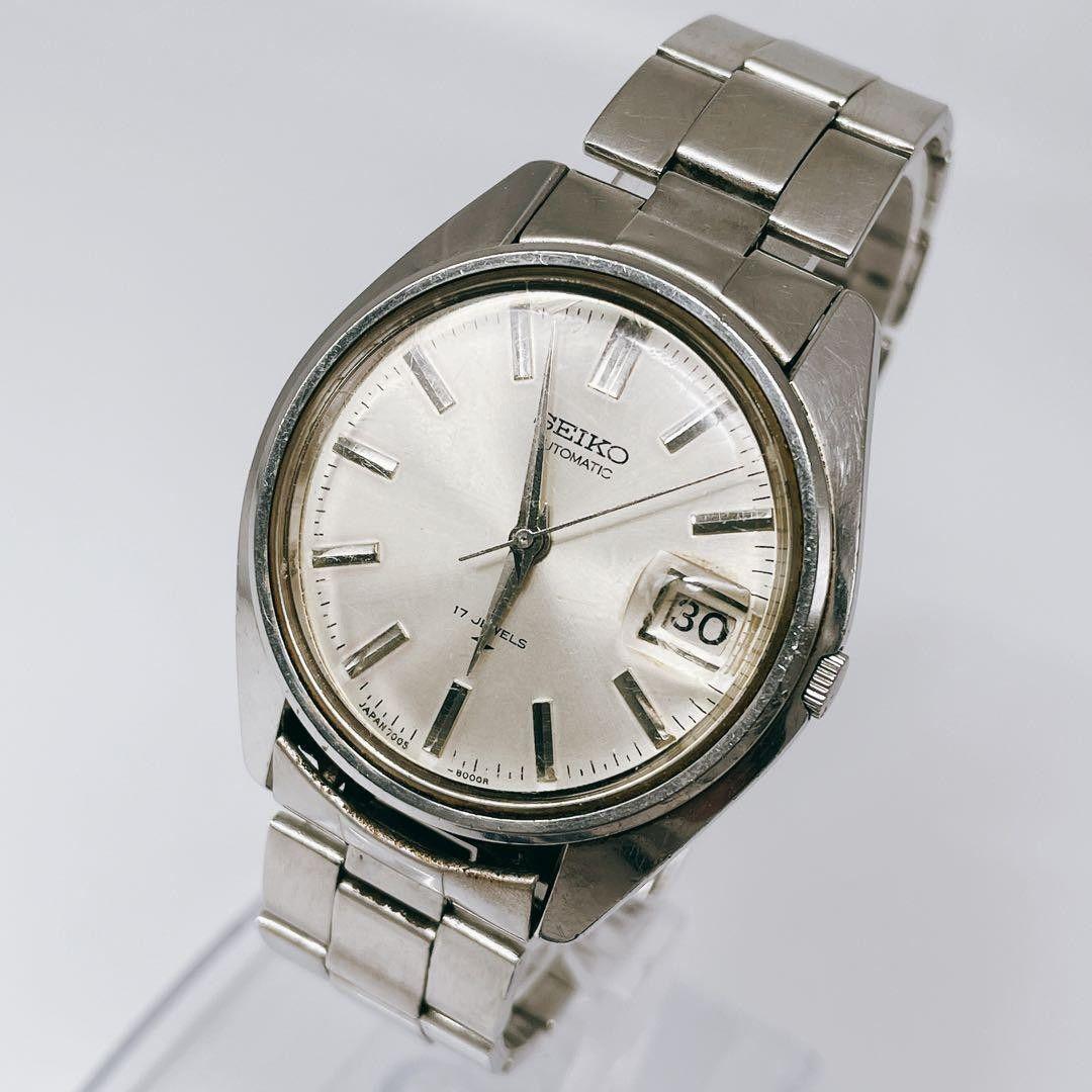 Б/У Рабочие часы Seiko Автоматические Винтажные Мужские 7005-8000 Дата SEIKO Серебристые