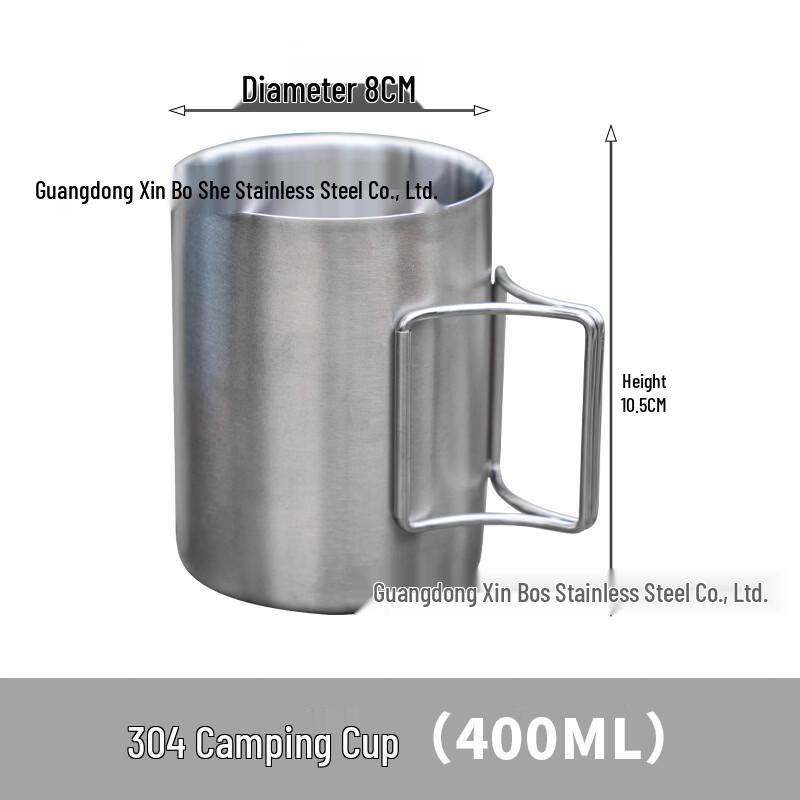 CMAOS Stainless Steel Folding Camping Mug with Lid