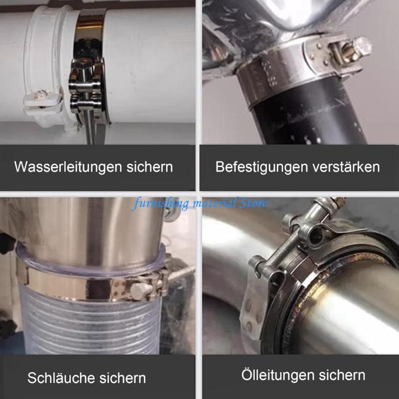 Y5GD 6Pcs Universals Metal Steel Hose Clamps T Bolt Exhaust Pipe Clips for Repairing Swimming Pool Washing Machine Hoses