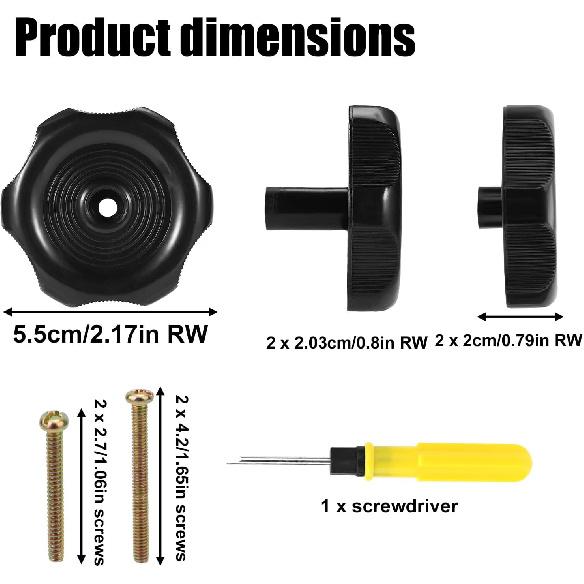 4pcs 20345 RV Window and Vent Knob, Easy Operating Plastic Knob with Screws and Screwdriver Replacement Accessories for RV Crank Camper Trailer