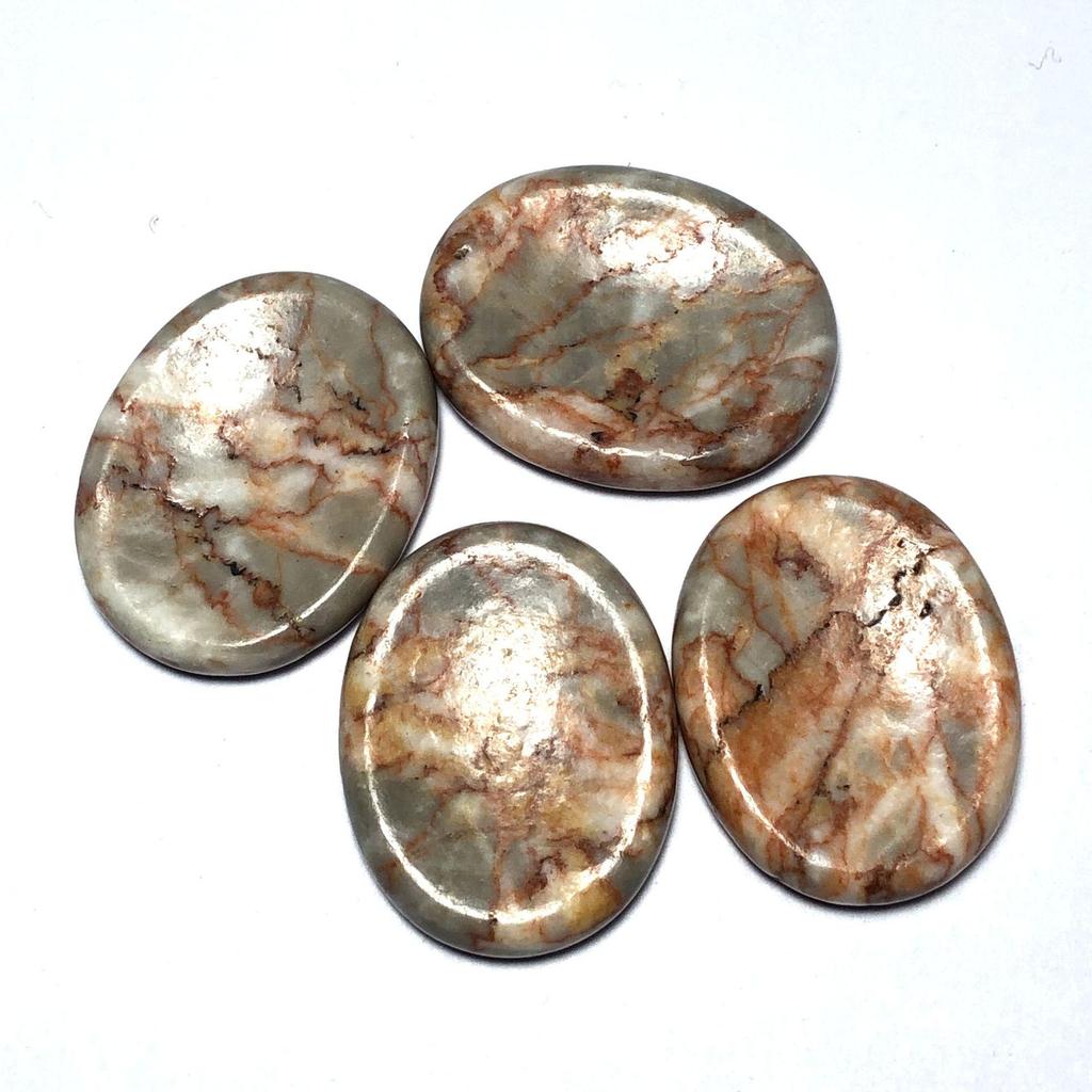 Pietra Portafortuna in Quarzo Rosa da Premere sul Palmo, 35x45mm Pietra Naturale Massaggiatore per il Pollice.