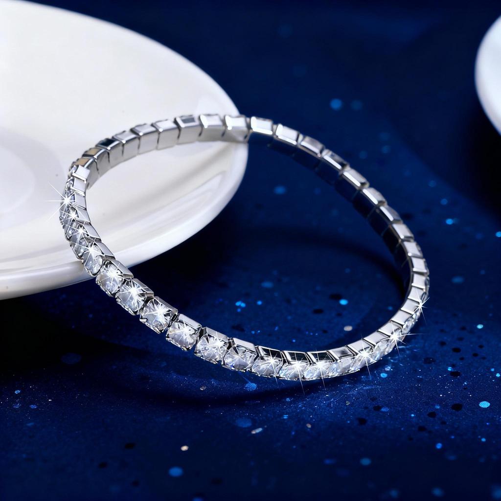 Women's Shine White Crystal Bracelet, Trendy Charm Tennis Chain Wristband, Wedding Party Gifts Jewelry Wholesale