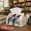 1pc, 2d Flat Printing, Tissue Box Magpie Watercolor Pattern Printed Tissue Box, Suitable for Bathrooms, Living Rooms, Bedrooms, Dressing Tables, Coffe