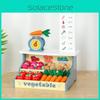 Wooden Pretend Play Fruit And Vegetable Market Set With Shopping Cart For Kids Educational Toy