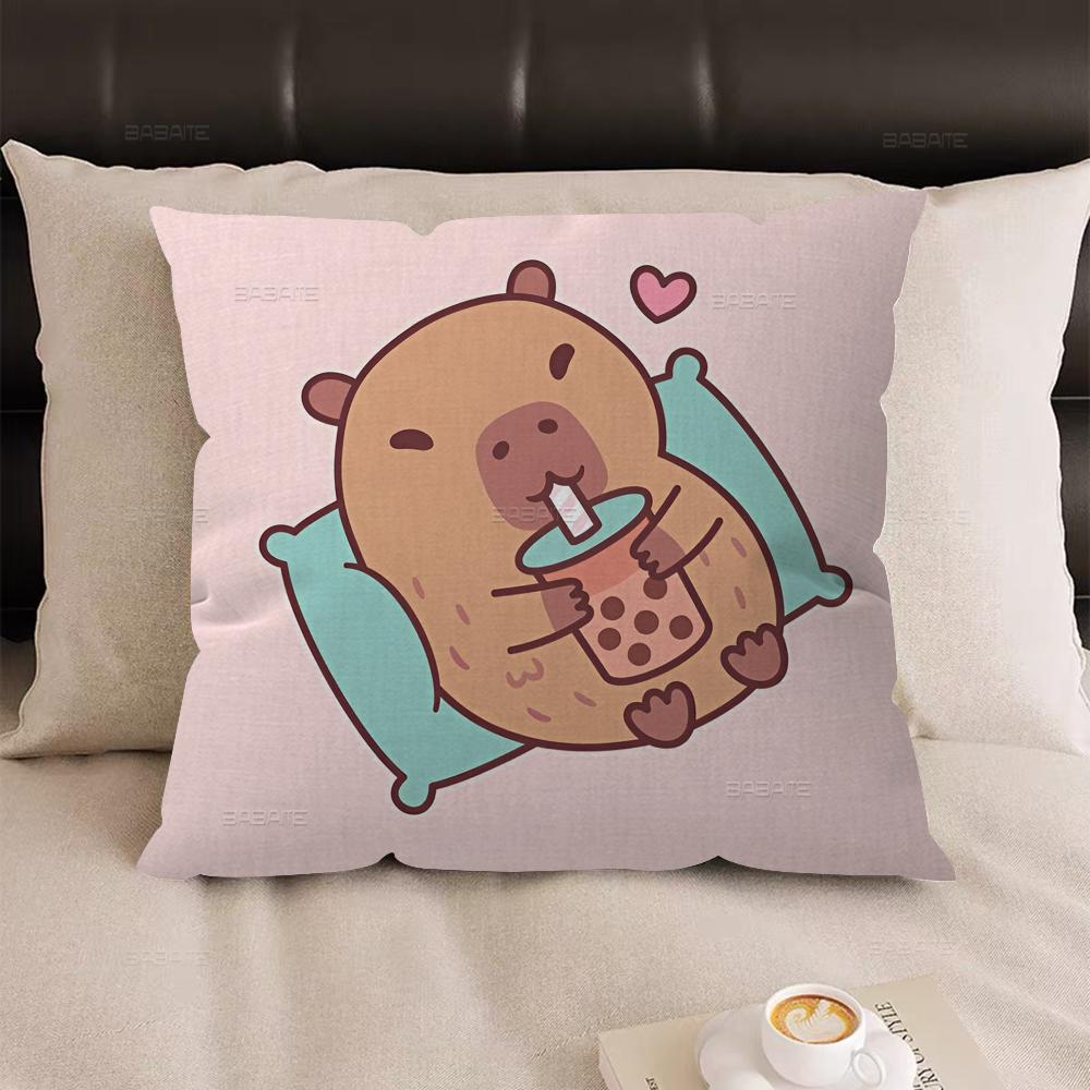 Cute Cartoon Capybara Office Cushion Pillowcase Car Cushion Cover45X45CM Lumbar Pillowcase Sofa Pillowcover