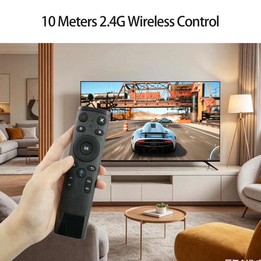 Souris aérienne 2.4G Contrôleur sans fil avec gyroscope et entrée vocale Télécommande, Récepteur USB 16 Touches Plug and Play pour