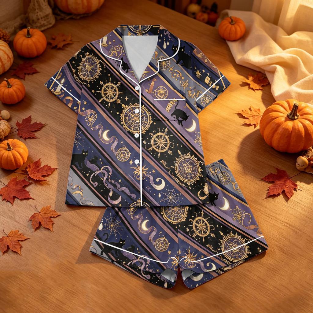 Women's Halloween Print Pajama Set Two-Piece Comfortable Sleepwear