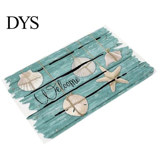 Waterproof Outdoor Patio Mats Beach House Entrance Rug, Starfish Shell Welcome Mat, Non-slip Coastal Indoor Utility Bathroom Door Mat for Front Decor