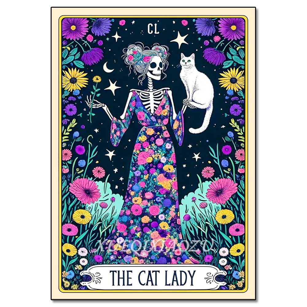 Peinture Art Diamant DIY Squelette Dames Mosaïque Point de Croix Set Art Fleur Pierre Précieuse Incrustation Cadeau DIY Décoration Peinture