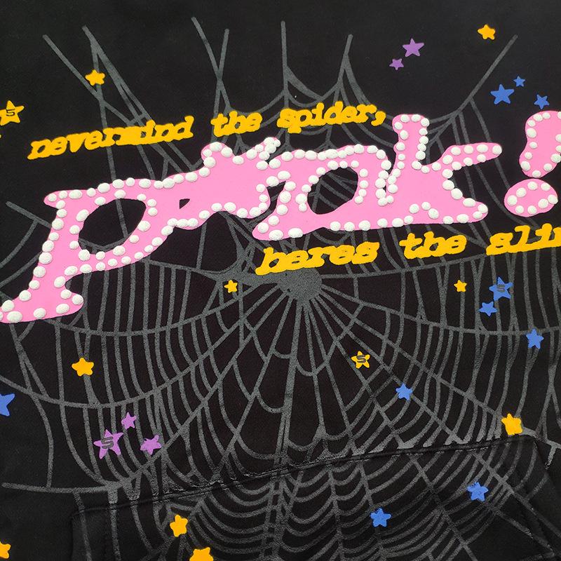 Young Thug Style Spider Web Hoodie Set