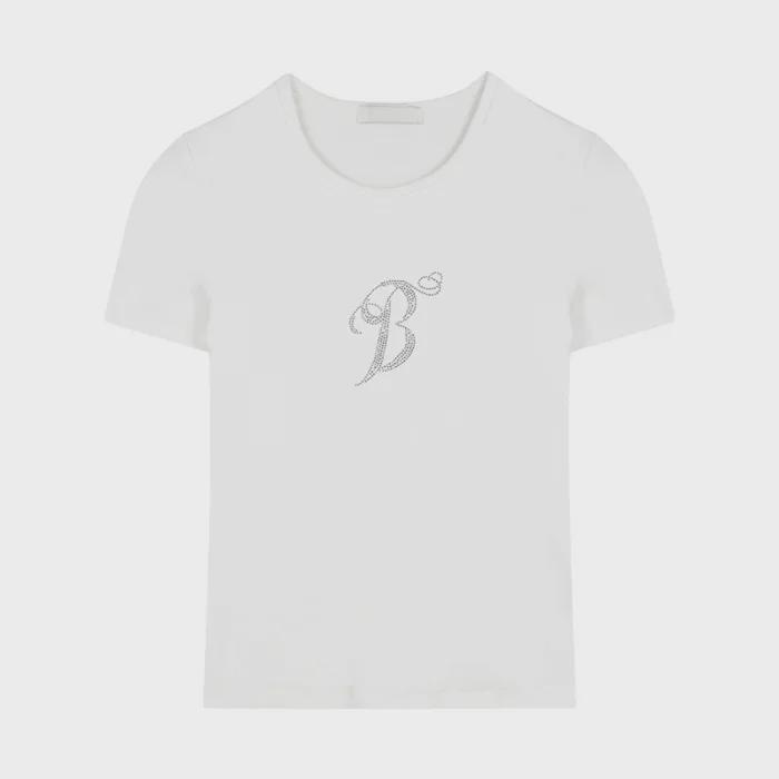 

Женская летняя футболка Diamond Heavy Slim Fit с коротким рукавом - American Sweet & Cool Style Small белый