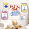 Vintage Food Croissant Pasta Minimalist Lines Color Posters Canvas Printing Wall Art Picture for Café Kitchen Home Decor Gifts