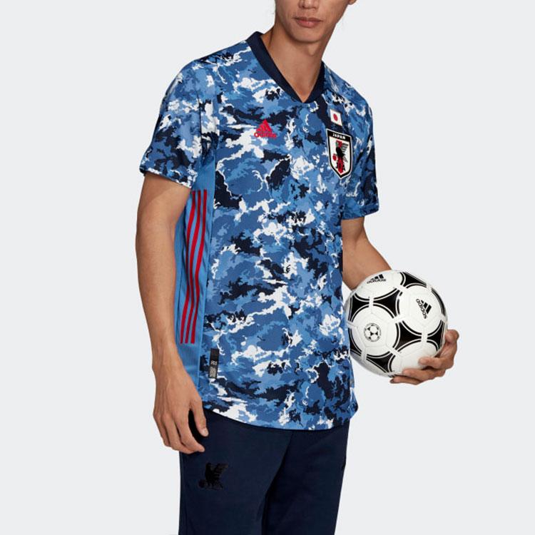 Adidas Player Edition 20-21 Season Japan Team Contrast Print Sports Short Sleeve T-Shirt Men Tops Blue ED7371