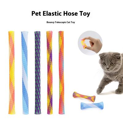 New Pet Products Cat Toys Cat Grinding Claws Biting Toys Telescopic Elastic Colorful Spring Tube