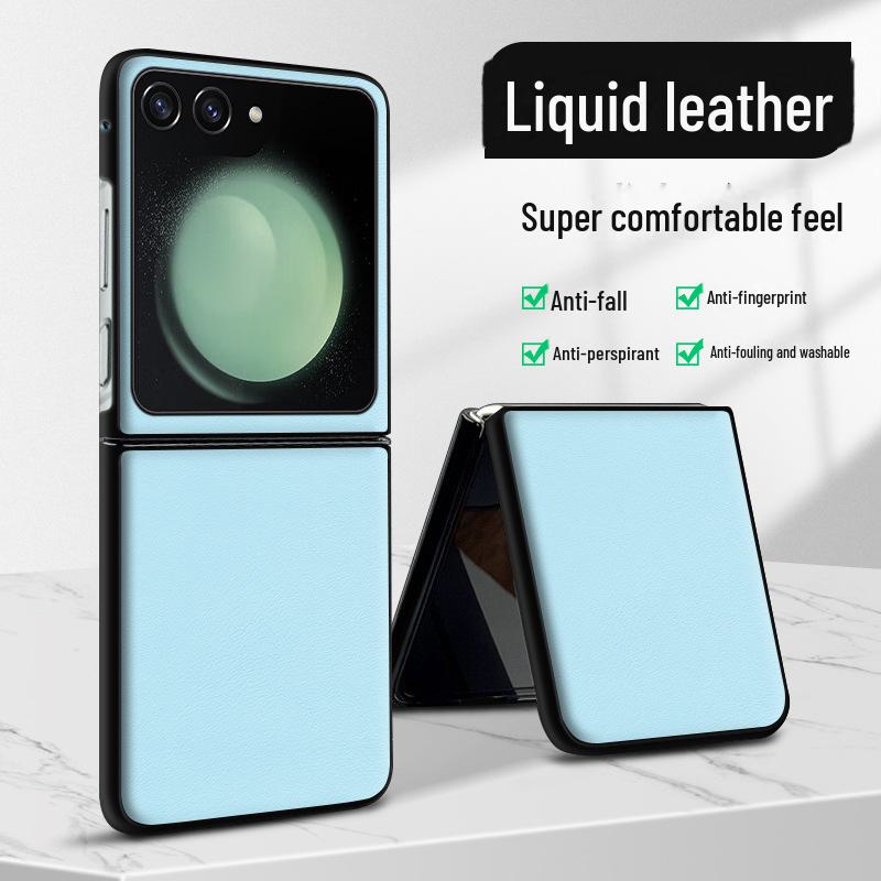 Husa din piele lichida Samsung ZFlip5: Protecție anticădere și antifouling dintr-o singură bucată.