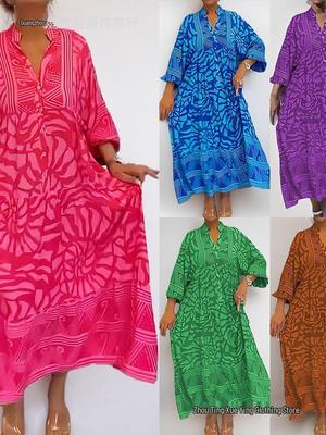 Frühlingsankunft Europäisches & Amerikanisches Übergrößen Lockeres Bedrucktes Kleid - Modische Damen-Arbeitskleidung