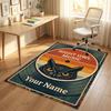 Night Owl Art Theme Soft Crystal Velvet Rug Custom Name & Text Print Non Slip Floor Rug for Bedroom Living Room