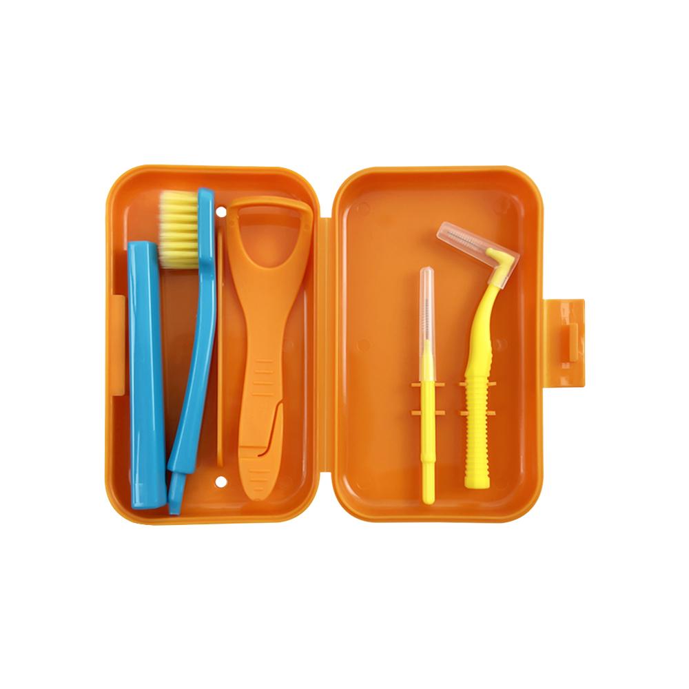 Caixa de escova de dentes portátil Kits de ferramentas de higiene oral ortodôntica Escova interdental Raspador de língua Escova de dentes de viagem Clareamento dos dentes