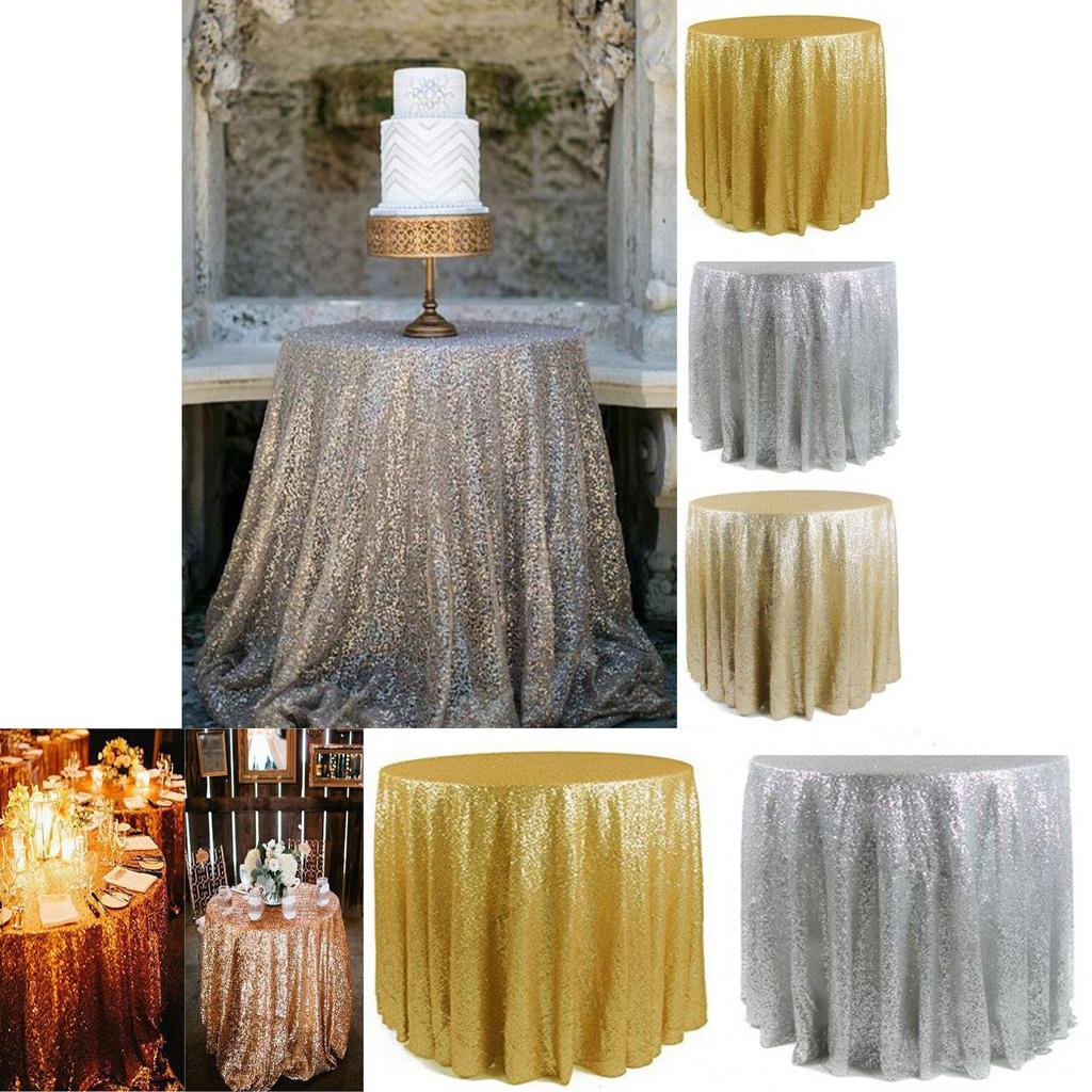 Elegant And Shimmering Sequin Tablecloth 48'' Round For Wedding And Dining Tables