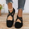 Women's Round Toe Elastic Slip-On Flats, Low Heel Plus Size Casual Shoes