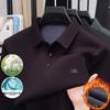 Men's Winter Long-Sleeve Plush POLO Shirt, High-End Casual with Turn-Down Collar, Warm and Anti-Pilling.
