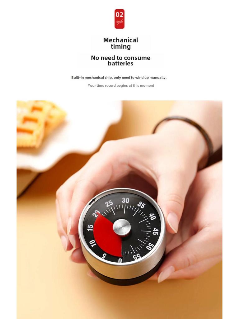 Magnetisk kökstimer i rostfritt stål med visuell nedräkning och larm för matlagning och bakning