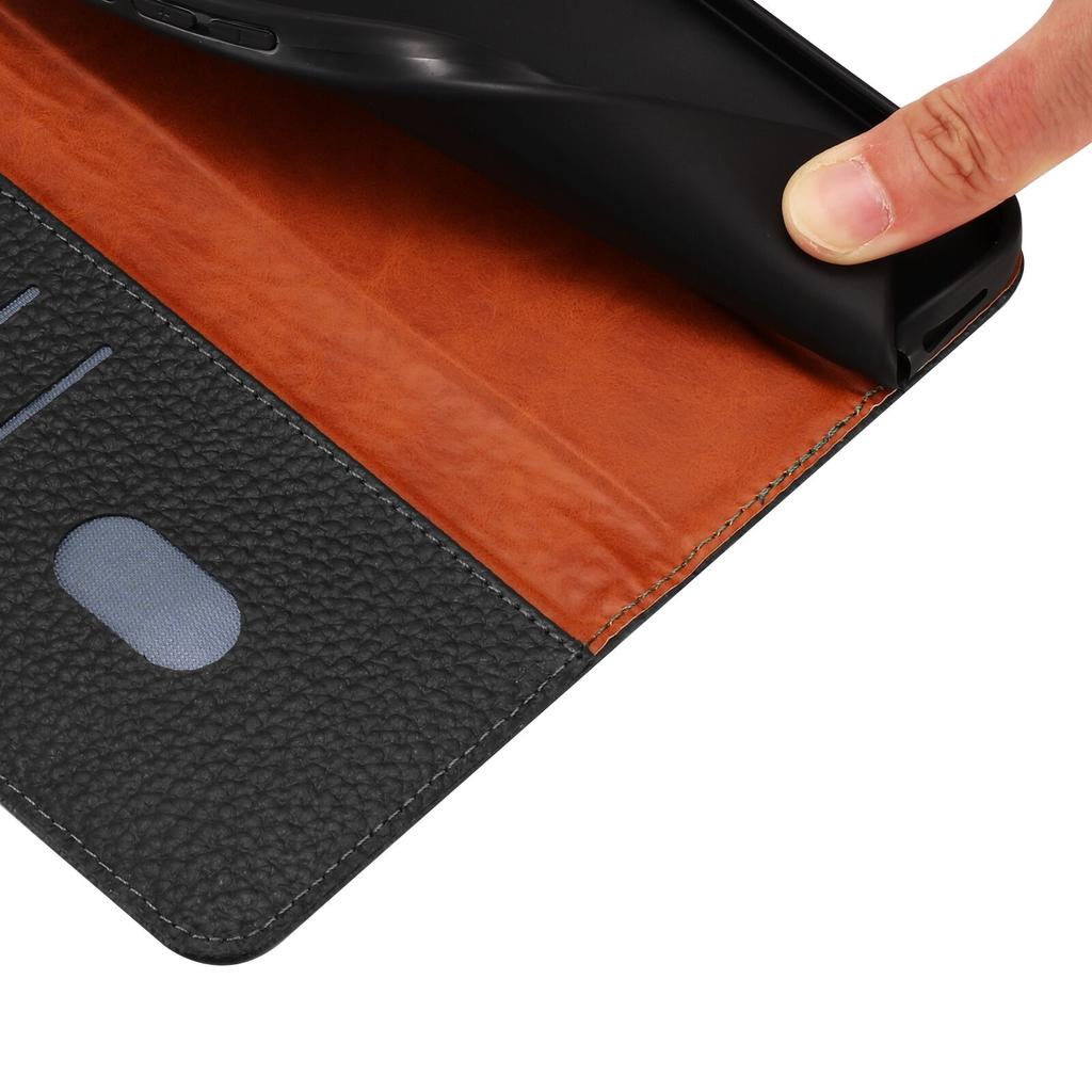 For Xiaomi Redmi 15 5G Case Wallet Stand Litchi Texture Genuine Cow Leather Flip Phone Cover