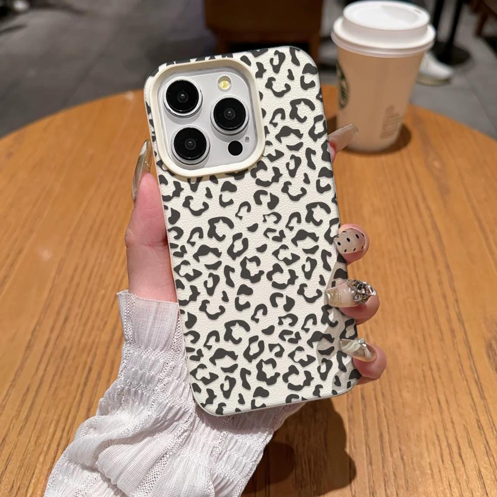 

Leopard Design Phone Case For Iphone 17 17E 16E 13 Plus 15 Pro Max 14 16 11 12 Reinforced Corner Anti-Drop Shell Coque iphone 17 ProMax белый