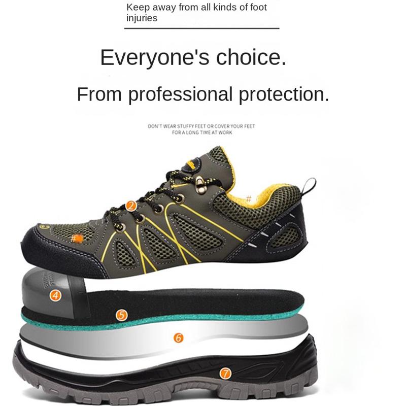Oulylan Anti-Smash Steel Toe Safety Footwear Fashion Breathable Comfort Wear-Resistant Labor Shoes Male Work Protection Sneakers