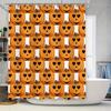 Spooky Halloween Pumpkin Shower Curtain Orange Jack-O-Lantern Decorative Waterproof Fabric Bath Curtains for Home Decoration Per