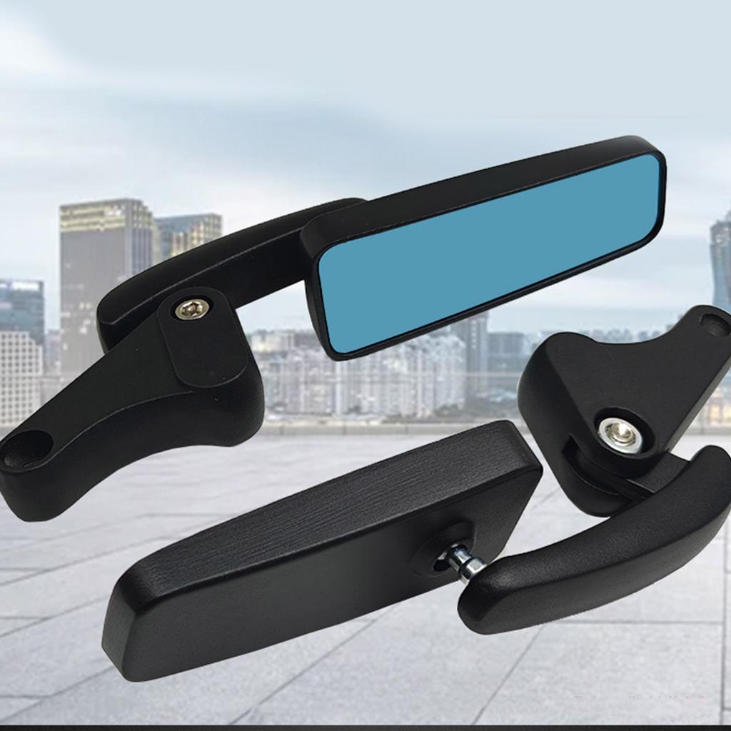 Handlebar Mount Mirrors Motorcycle Scooter Blue Glass Rearview Mirror Universal Motorbike Rear Mirror Angle Adjustable