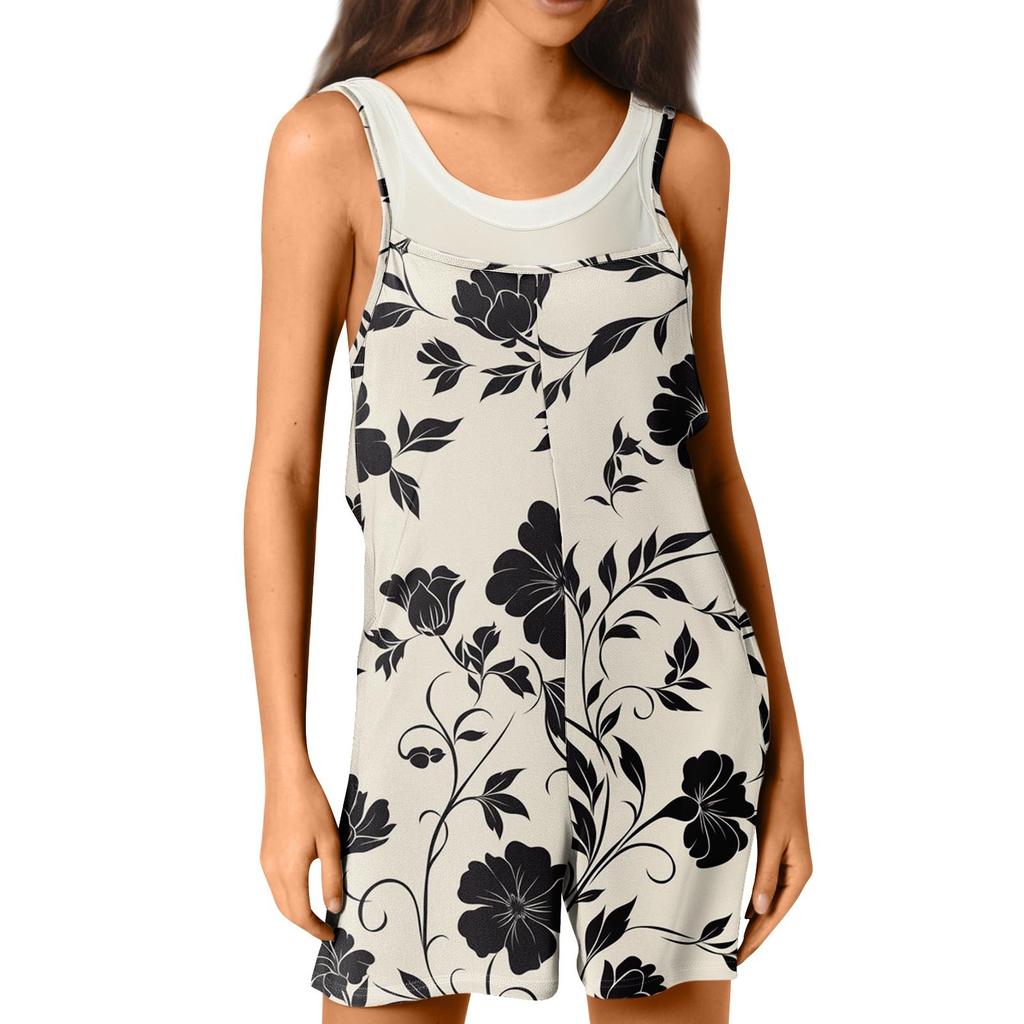 Damen Lässige Und Modische Ärmellose Camisole Mit Tasche Jumpsuit Shorts Jumpsuit Shorts