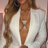 Klassische Mode Sexy Strand Freizeit Kupferkralle Kristall Strass Halsketten Damen Körperkette Brustketten BH Schmuck Party 0769