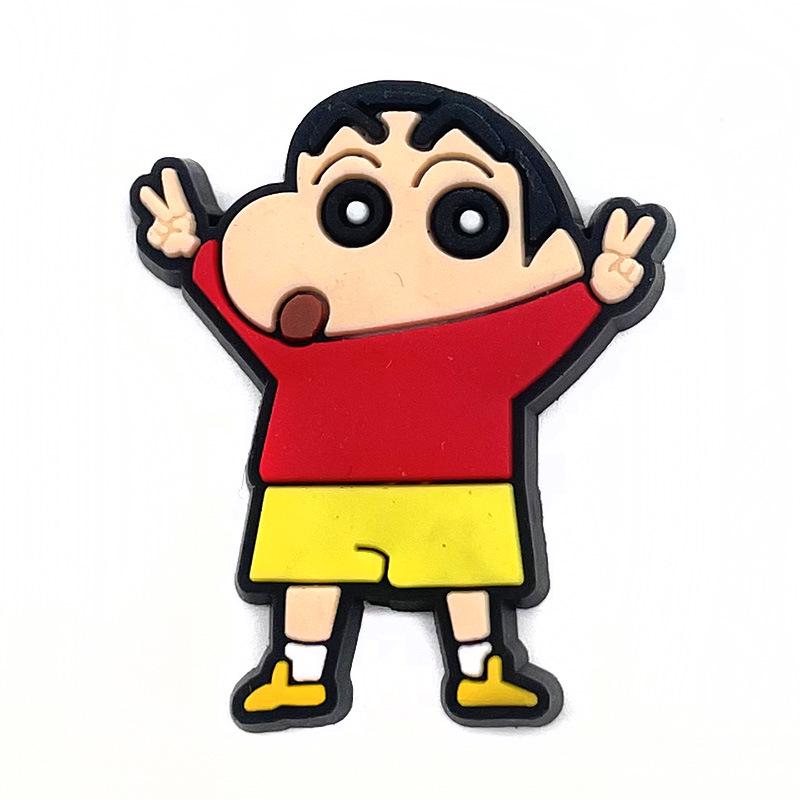Crayon Shin-chan Funny Hole Shoe Buckles: Soft Rubber Shoe Accessories with Floral Design