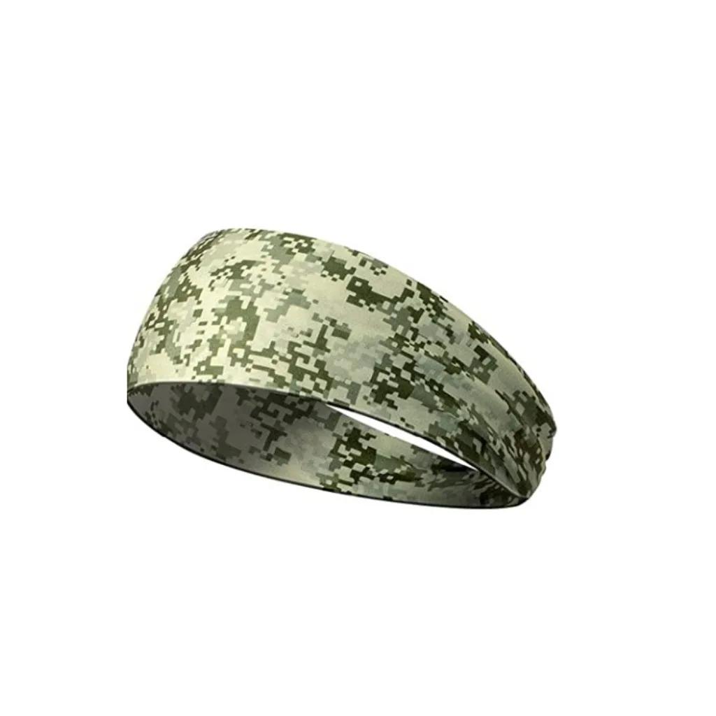 Camouflage Print Mens Sports Headband Sweatband Stretch Elastic Gym Fitness Running Headwrap Breathable Women Yoga Hair Bands