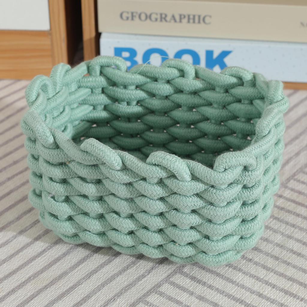 Braided Cotton Rope Multi-Color Storage Basket - Nordic Style Makeup & Sundries Organizer