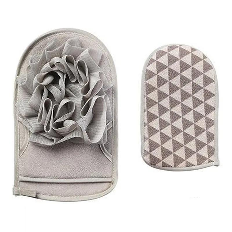 A Three-Color Optional Simple Flower Type Scrub Towel Glove Type Household Double-Sided Bath Products Strong Dust Rub Mud
