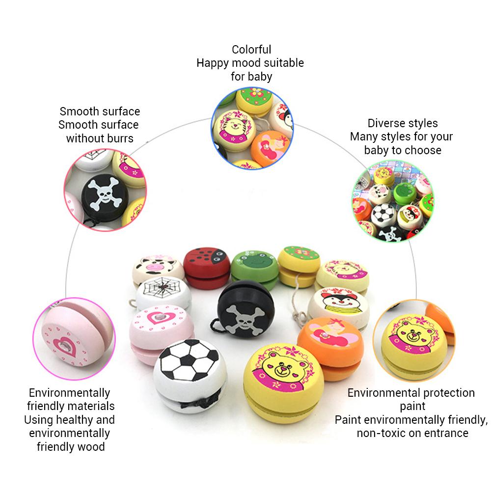 Wooden Yo Yo Toy Cartoon Animal Yo Yo Balls for Kids Birthday Party Preferred Prizes