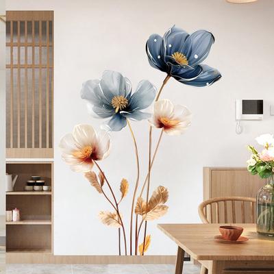 Painted 3D Relief Flower Wall Stickers Warm Bedroom Bedside Living Room Sofa Background Decoration Decals