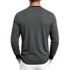 Pánské pruhované tričko Henley s dlouhým rukávem, kulatým výstřihem, zapínáním na knoflíky, ležérním volným střihem, každodenní základní topy pro muže