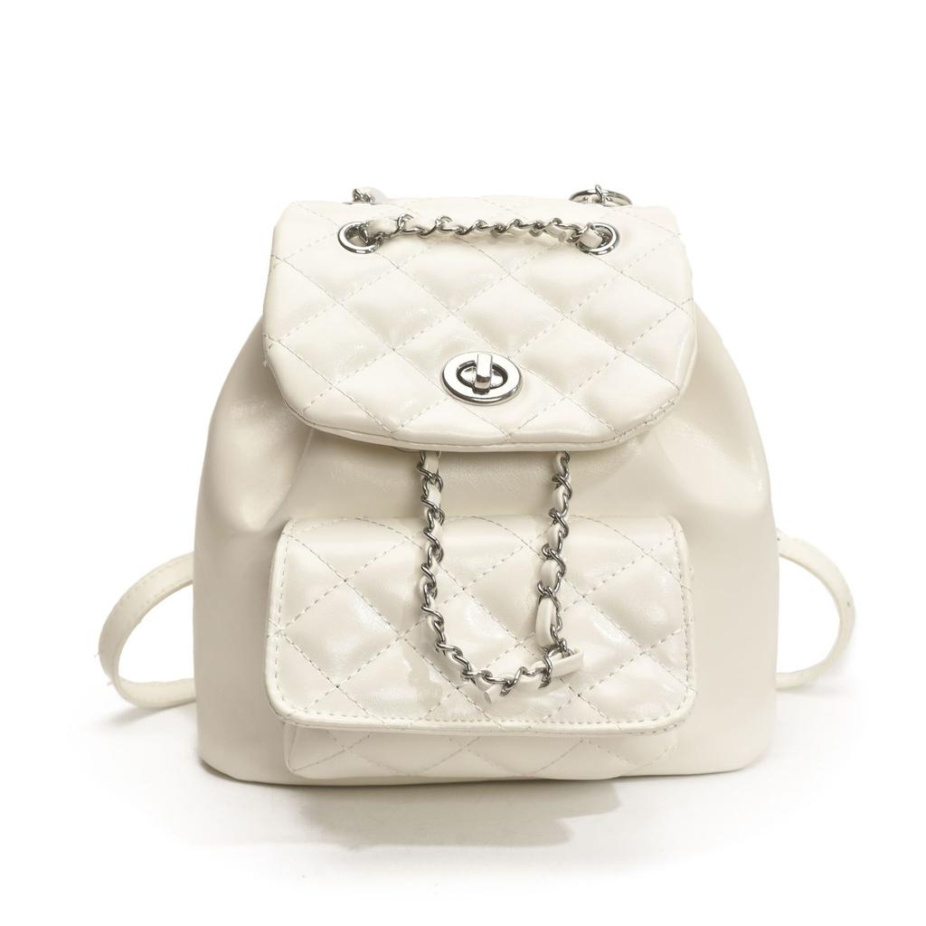 Schoolbag Women's Fragrant Backpack 1011 New Korean Fashion Premium Rhombus Backpack Casual Commuter Versatile Shoulder Bag