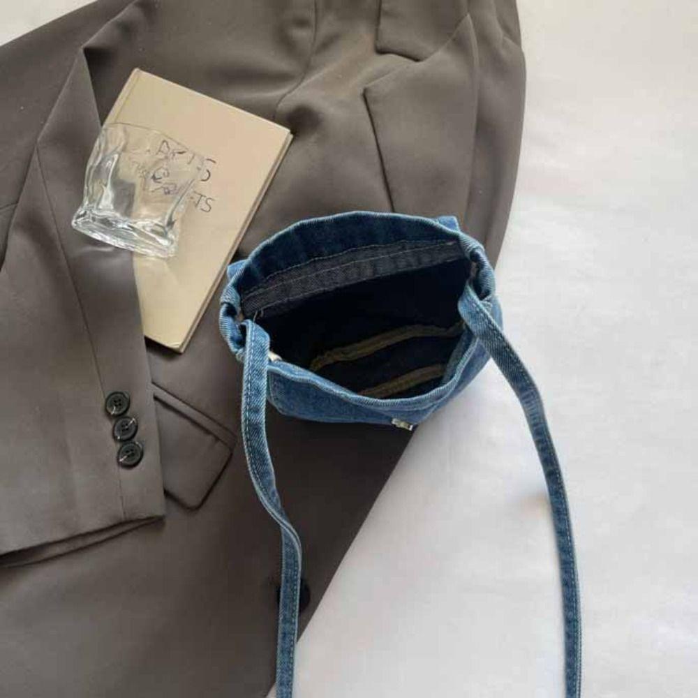 Street Style Denim Canvas Bag Y2K Solid Crossbody Bag Casual Vintage Handbag Outdoor